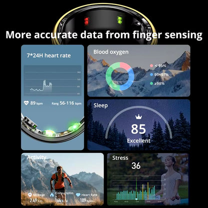 1PC Smart Ring Heart Rate Oxygen Monitor R06 Steps Heart Rate Pressure Oxygen Saturation Sleep Distance Calories Ip68 Smart Ring